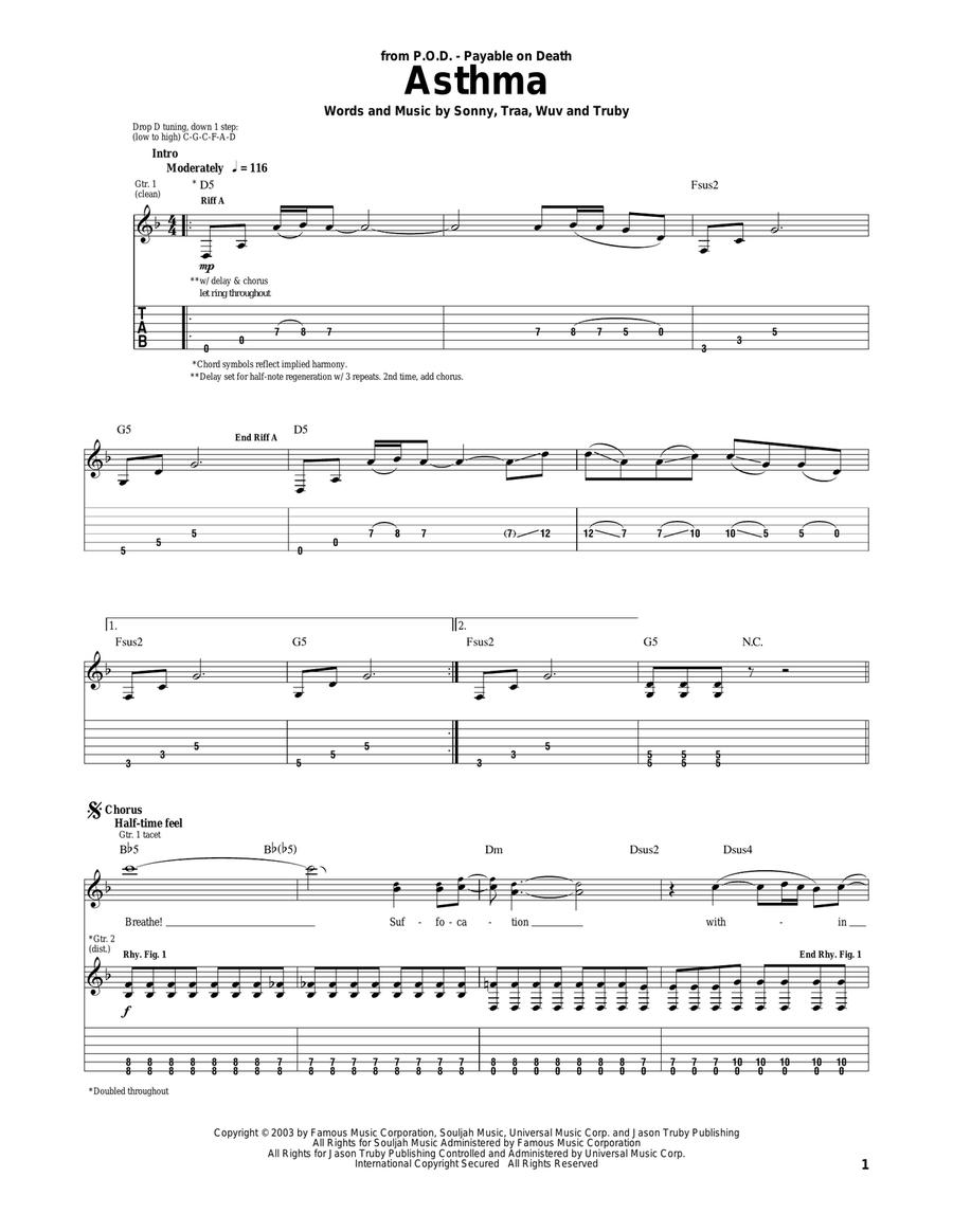 Asthma Electric Guitar scores gallery preview page 1