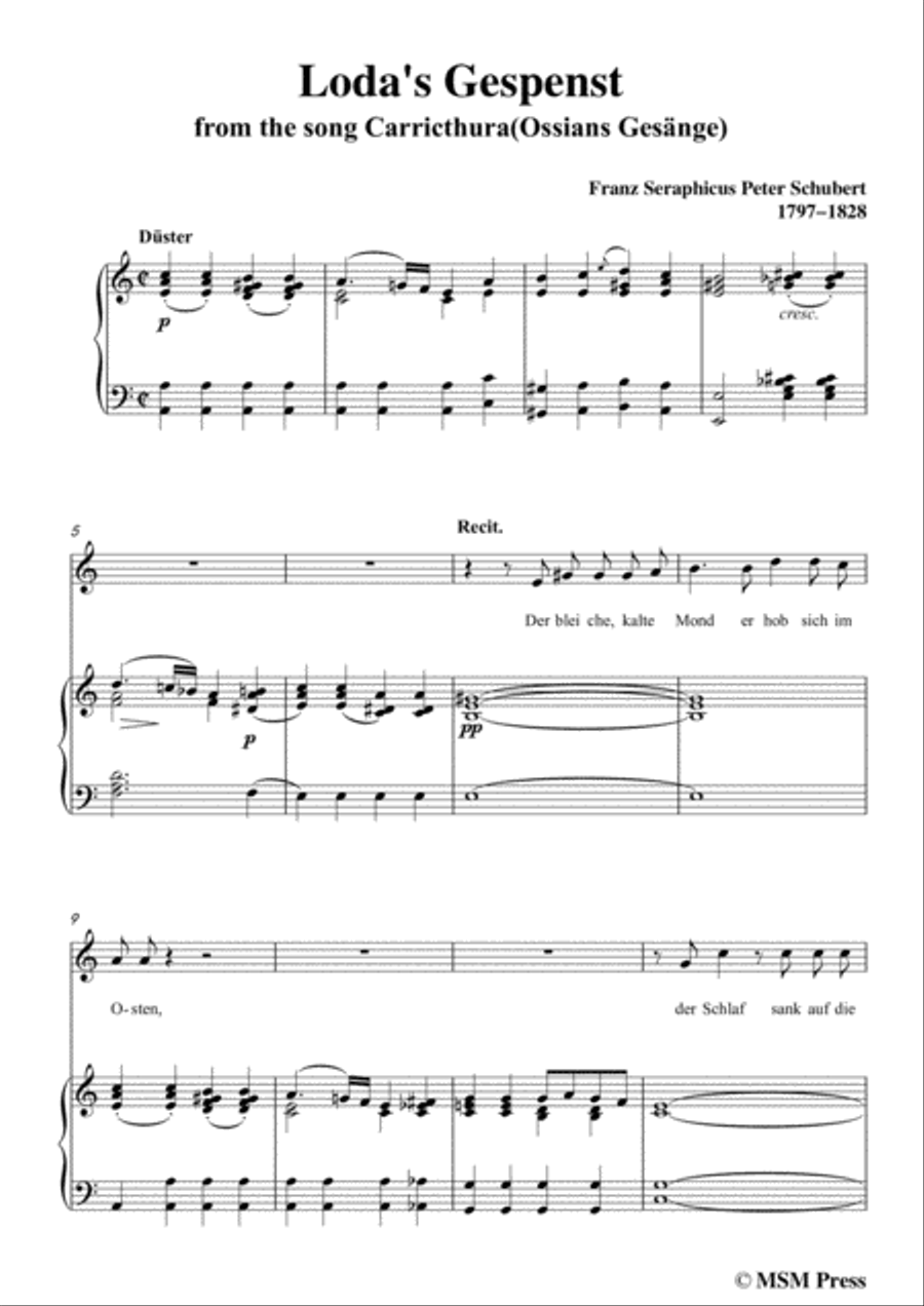 Schubert-Loda’s Gespenst,in a minor,D.150,for Voice and Piano Voice Solo scores gallery preview page 3