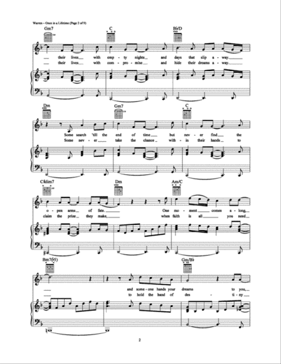 Once in a Lifetime Piano, Vocal, Guitar scores gallery preview page 2