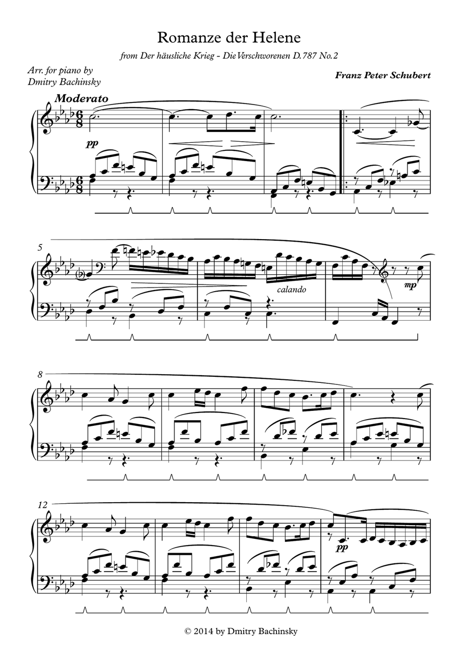 Franz Schubert - Romanze der Helene Piano Method scores gallery preview page 1