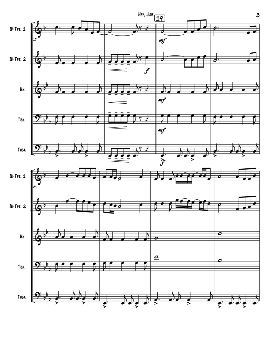 Hey Jude Hey Jude Brass Quintet scores gallery preview page 3