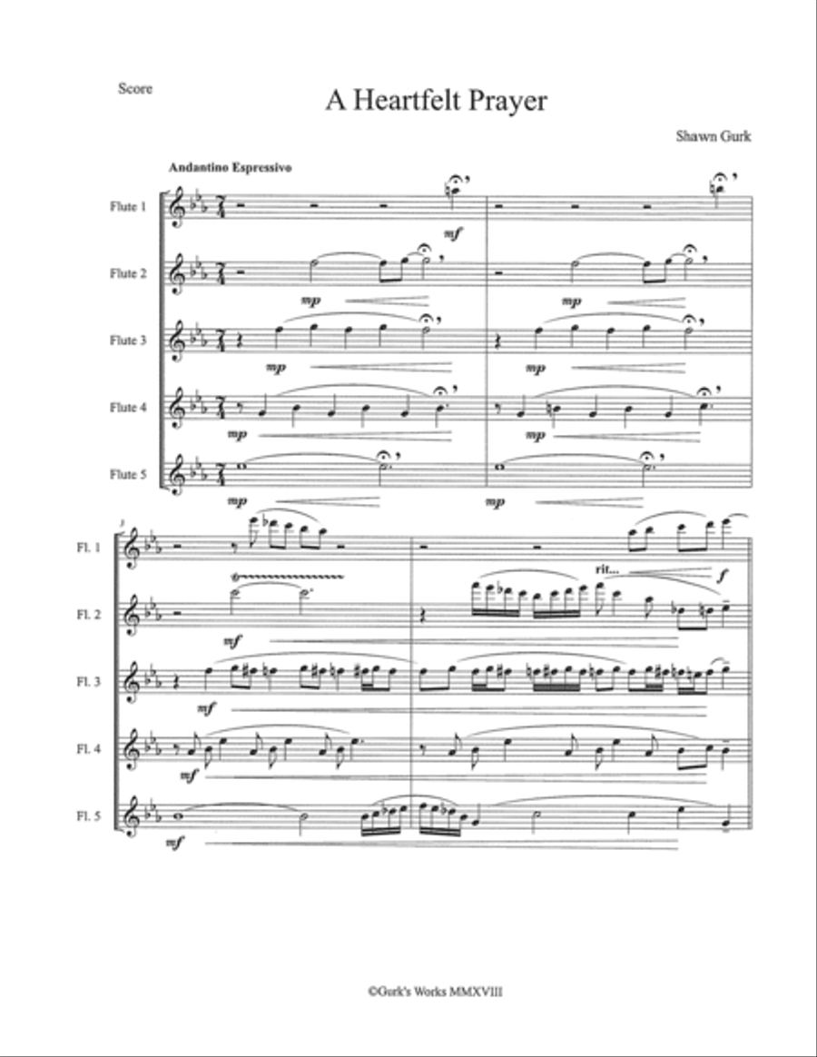 A Heartfelt Prayer A Heartfelt Prayer Woodwind Quintet scores gallery preview page 1