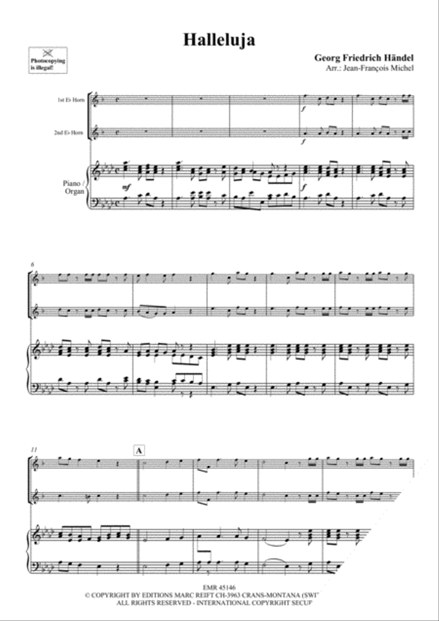 Halleluja (Handel) / Ave Maria (Bach-Gounod) / Trumpet Voluntary (Clarke) Horn scores gallery preview page 3