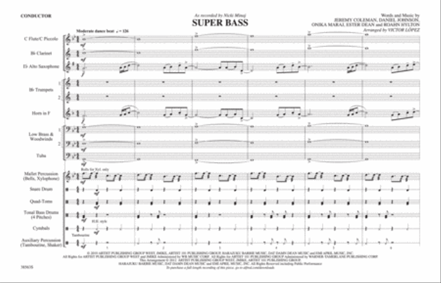 Super Bass: Score Marching Band scores gallery preview page 1