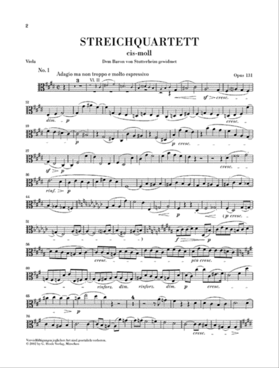 String Quartet C Sharp minor Op. 131 String Quartet scores gallery preview page 4