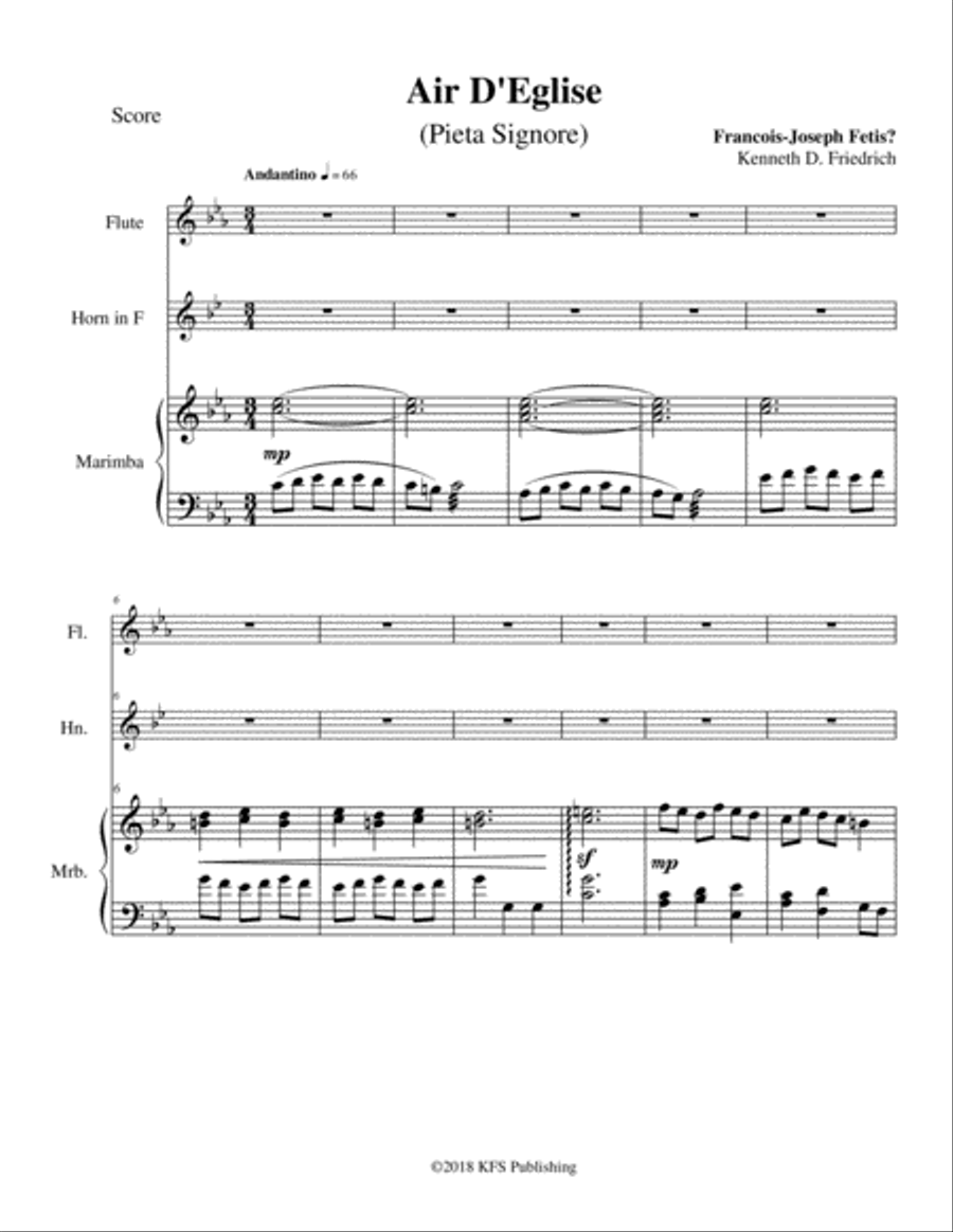 Air D'Eglise (Pieta Signore) Small Ensemble scores gallery preview page 1