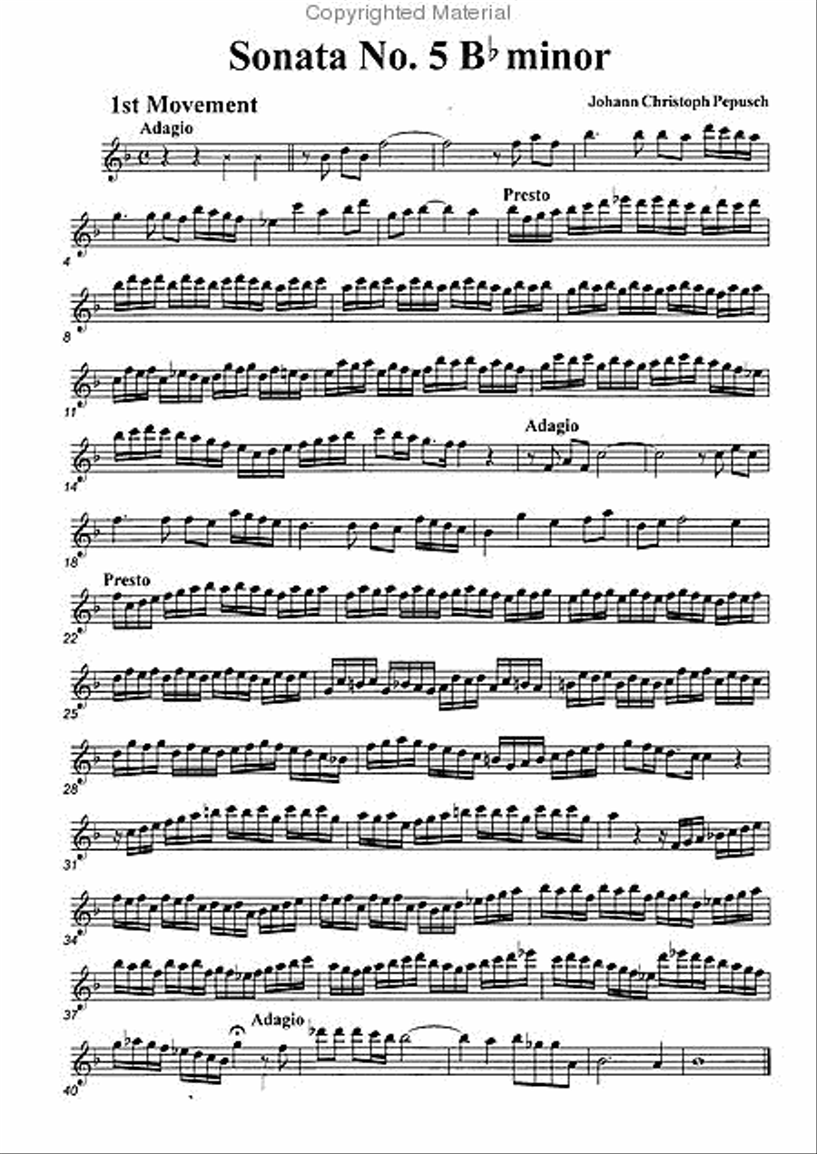 Sonata No. 5 in B-flat Major Alto Recorder scores gallery preview page 2