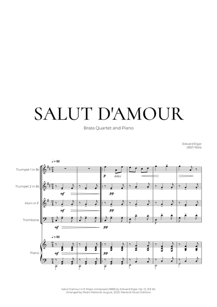 Salut D’amour (Brass Quartet and Piano) - Edward Elgar image number null