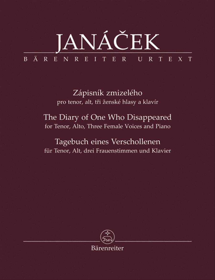 Zápisník zmizelého (The Diary of One Who Disappeared / Tagebuch eines Verschollenen) for Tenor, Alto, Three Female Voices and Piano Women's Choir scores gallery preview page 1