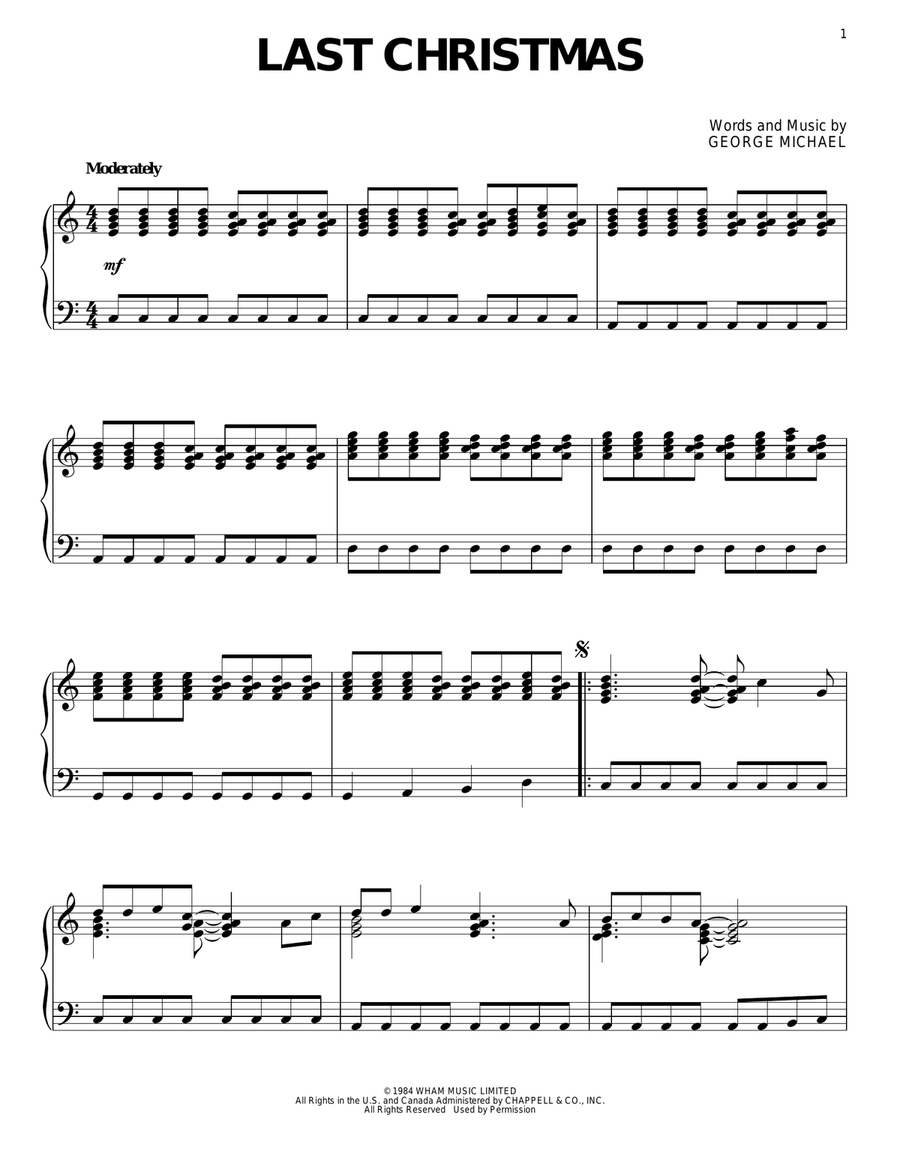Last Christmas Piano Solo scores gallery preview page 1