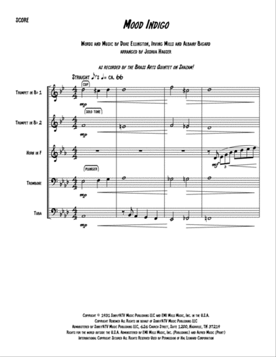 Mood Indigo Brass Ensemble scores gallery preview page 2