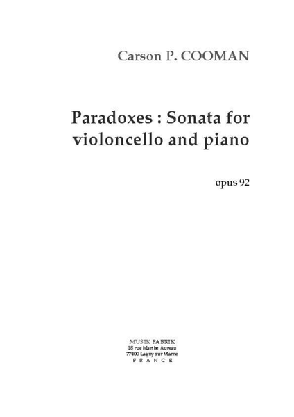 Paradoxes: Sonata for Cello and Piano