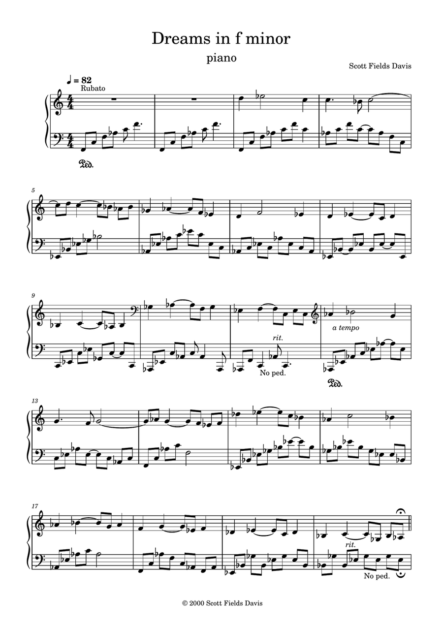Dreams in F minor Piano Solo scores gallery preview page 1