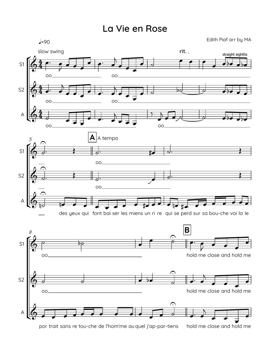 La Vie En Rose SSA scores gallery preview page 1