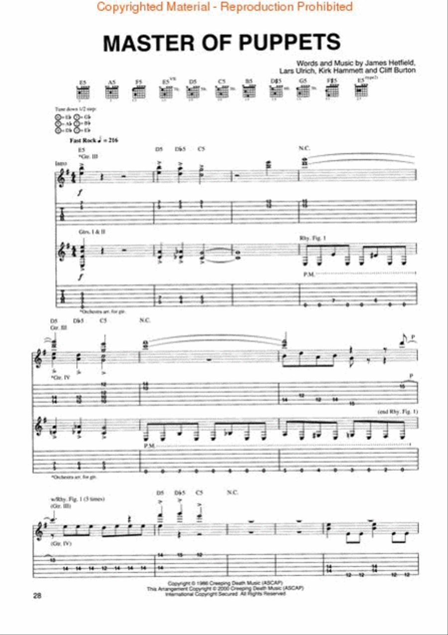 Metallica - S&M Highlights Electric Guitar scores gallery preview page 3