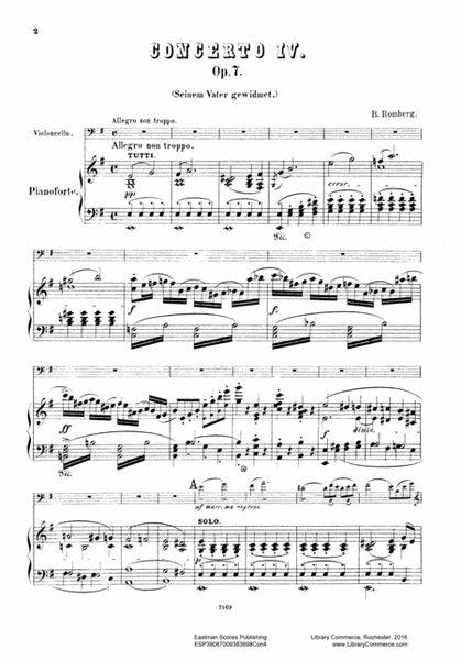 Concerto No. 4, fur das Violoncello. Zum Unterricht genau bezeichnet van Friedrich Grutzmacher. Op. 7