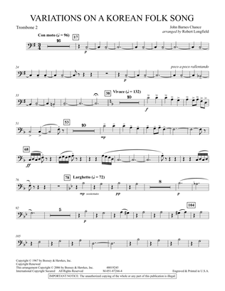 Variations on A Korean Folk Song - 2nd Trombone