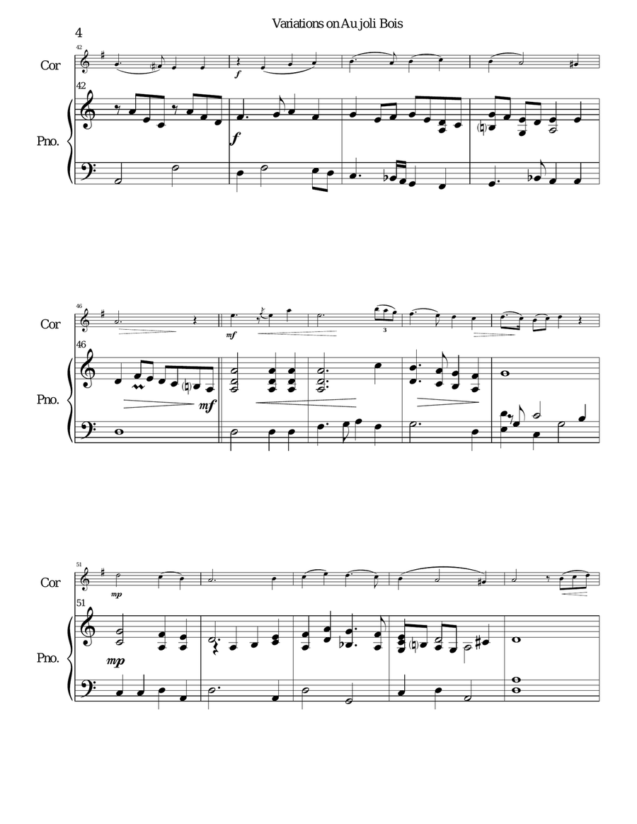 Variations on au Joli Bois for cor anglais and piano English Horn scores gallery preview page 4