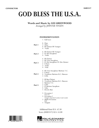 God Bless The U.S.A. - Conductor Score (Full Score)