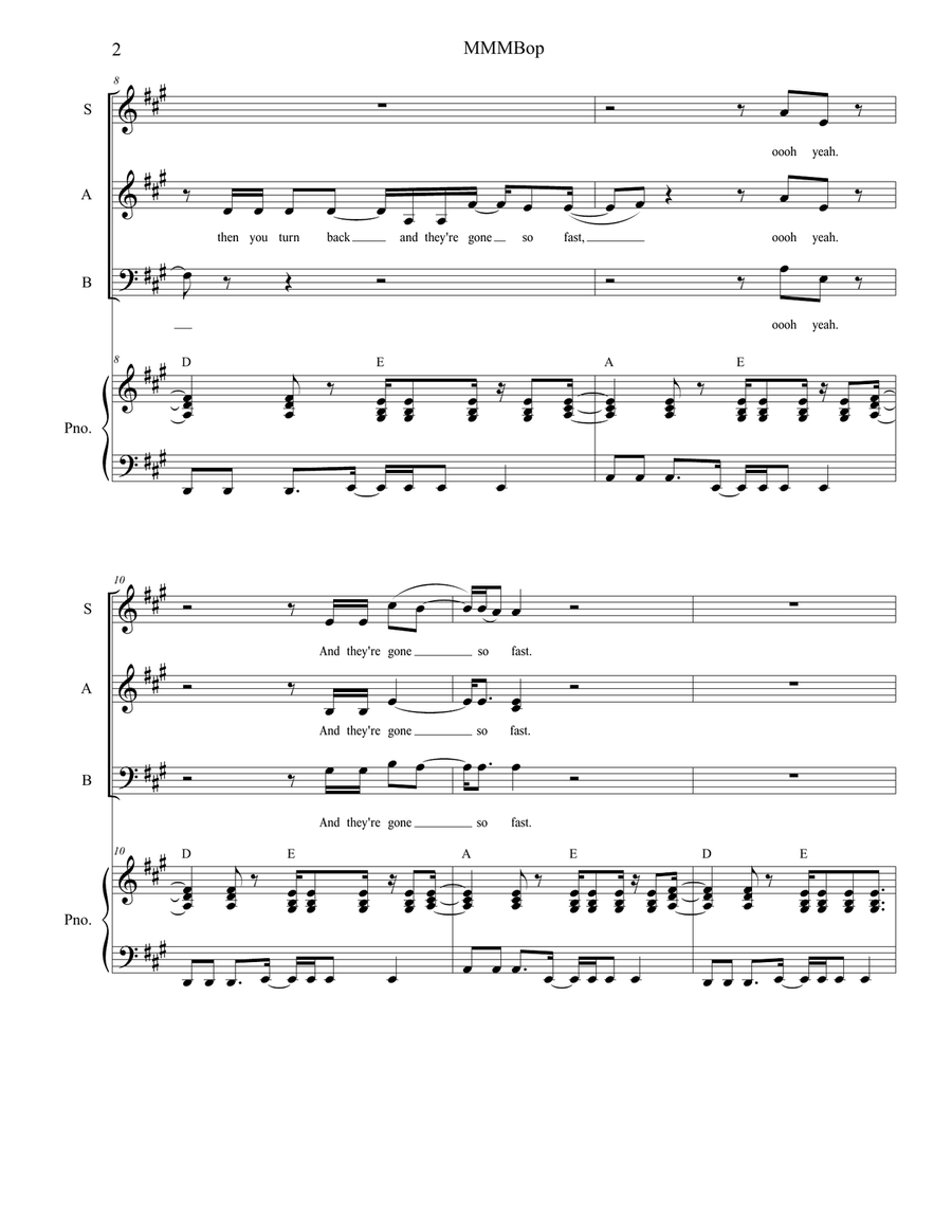 Mmm Bop 3-Part scores gallery preview page 2