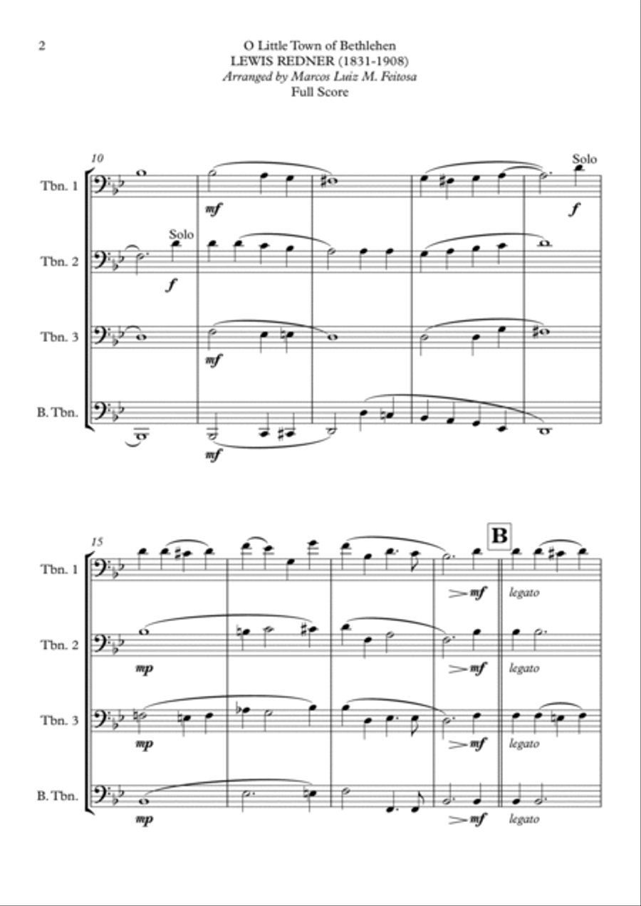 O Little Town of Bethlehem - Trombone Quartet Trombone Quartet scores gallery preview page 4