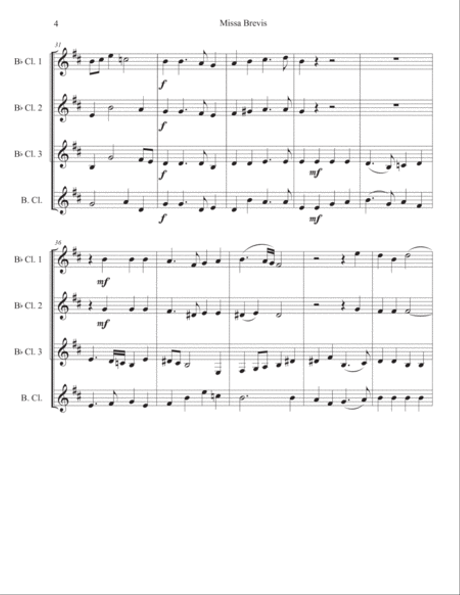 Missa Brevis in d minor Woodwind Quartet scores gallery preview page 5