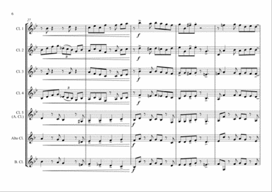 Country Garden - Jazz Arrangement - For Clarinet Choir Clarinet Choir scores gallery preview page 6