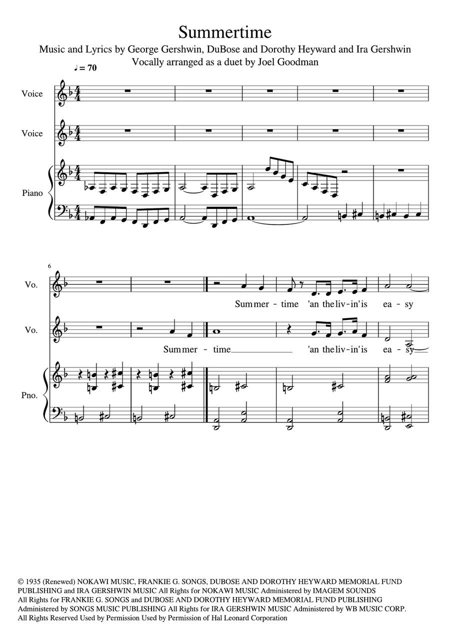 Summertime Vocal Duet scores gallery preview page 1