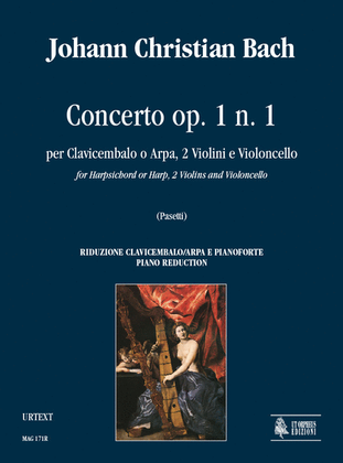 Book cover for Concerto Op. 1 No. 1 for Harpsichord or Harp, 2 Violins and Violoncello