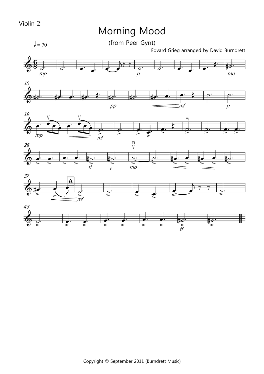 Morning Mood (from Peer Gynt) for String Orchestra String Quartet scores gallery preview page 6