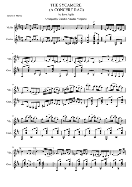 The Sycamore (A Concert Rag) by Scott Joplin String Duet - Digital Sheet Music