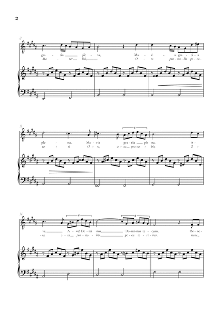 Schubert Ave Maria in B Major • tenor voice sheet music with easy piano accompaniment image number null