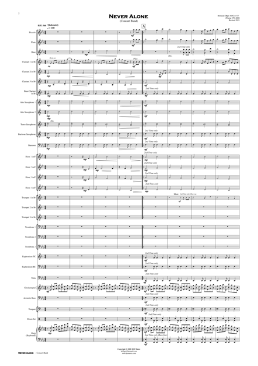 Never Alone - Concert Band Score and Parts PDF Concert Band scores gallery preview page 2