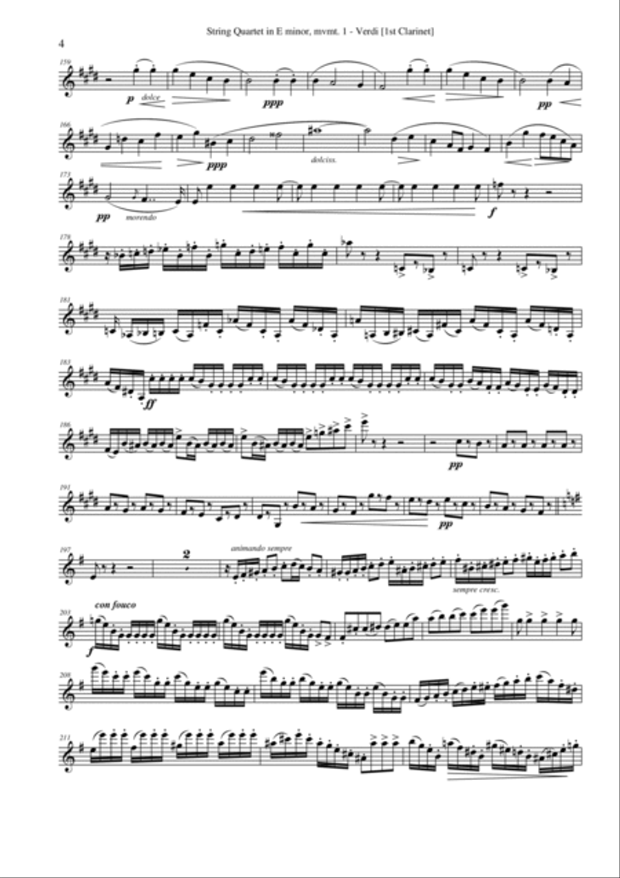 Quartet in E minor, mvmt.1 (Clarinet Quartet) Clarinet Quartet scores gallery preview page 4
