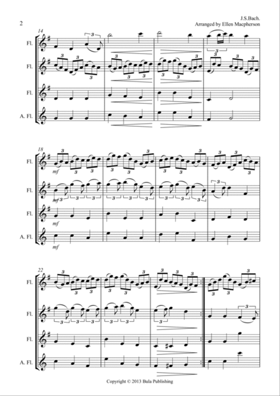 Jesu Joy of Man's Desiring from Cantanta no.147. Woodwind Quartet scores gallery preview page 2