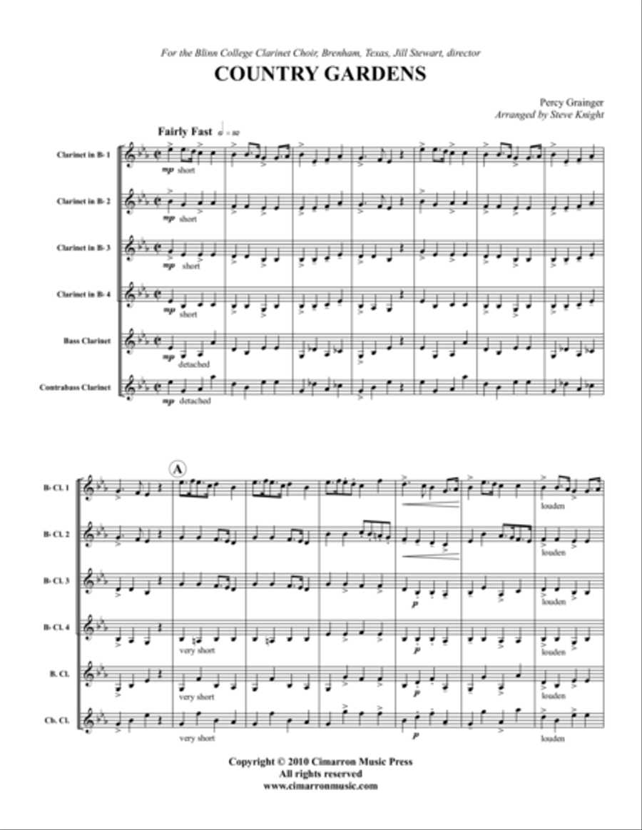 Country Gardens Country Gardens Clarinet Quartet scores gallery preview page 1