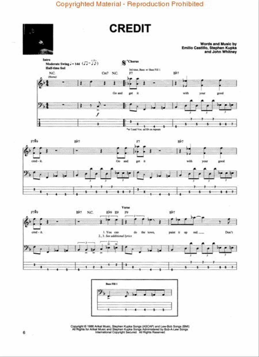 Sittin' In with Rocco Prestia of Tower of Power Bass Guitar Tablature scores gallery preview page 2