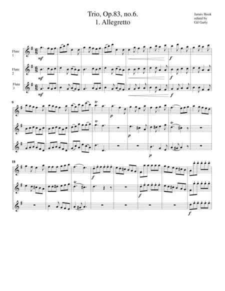 Trio, 3 flutes, Op.83, no.6 in G major