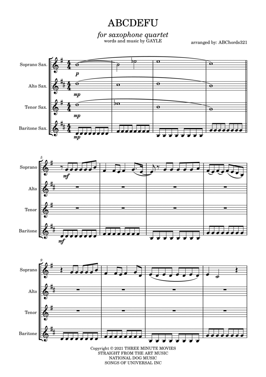 Abcdefu - Score Only Woodwind Quartet scores gallery preview page 1