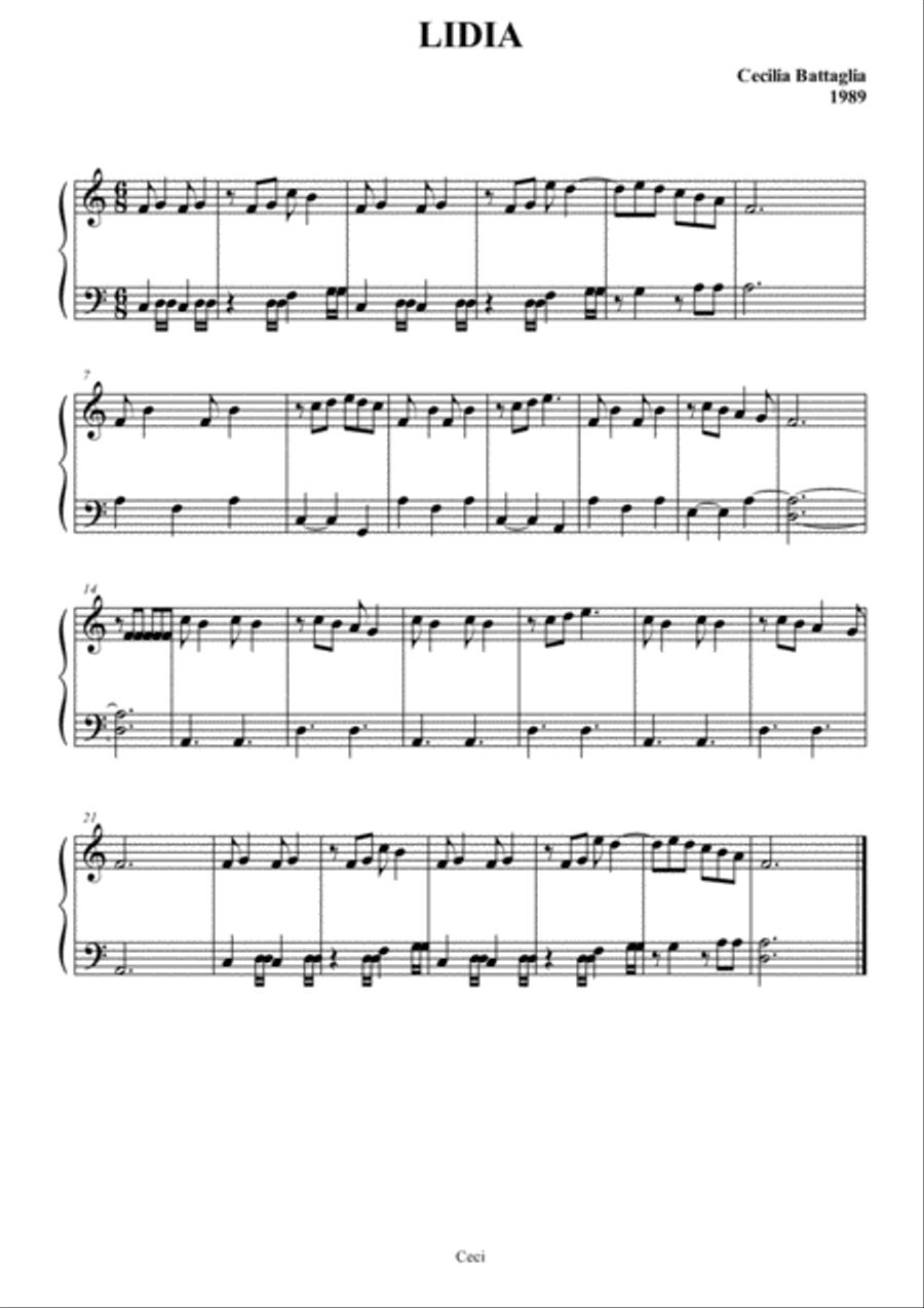 Lidia - Piano music Piano Solo scores gallery preview page 1