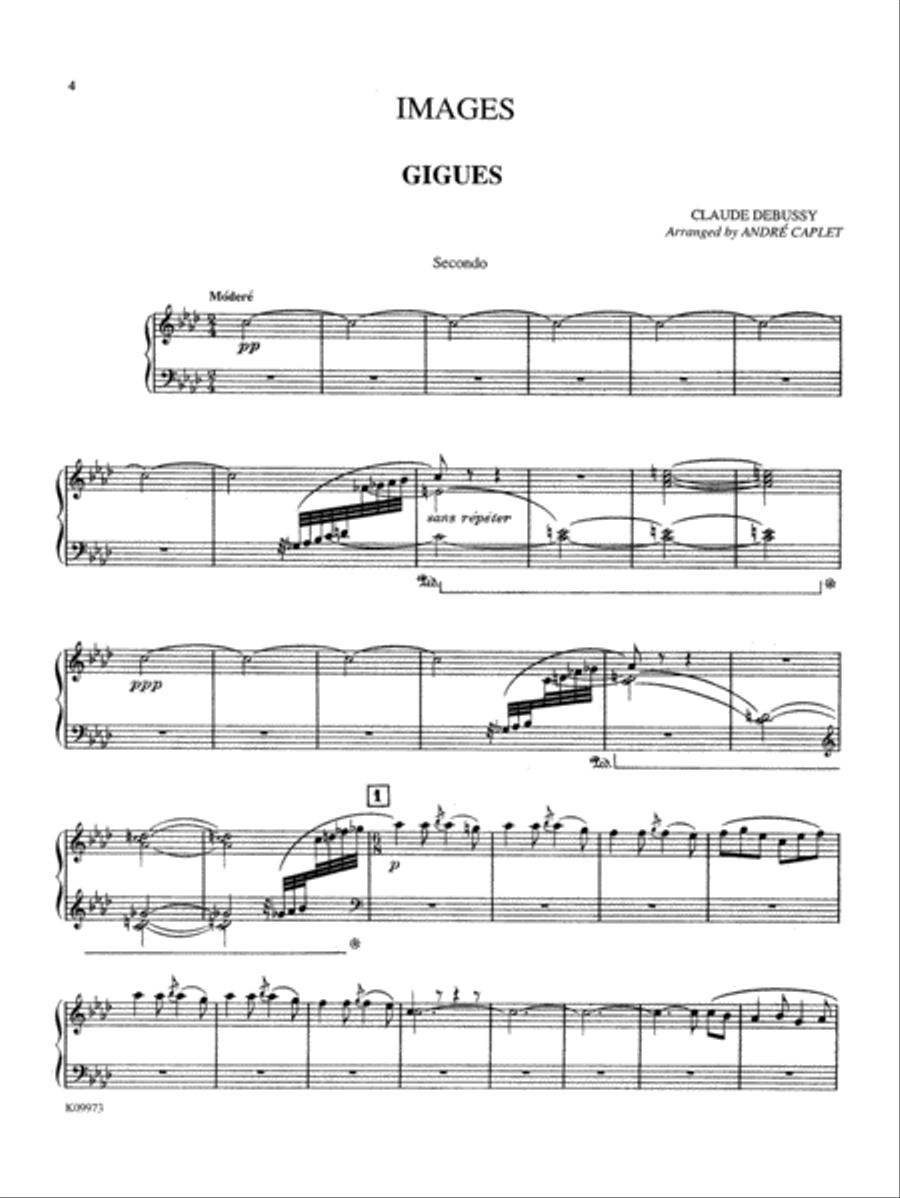 Debussy: Images (Volume I) (Transcr. Caplet) Piano Duet scores gallery preview page 1