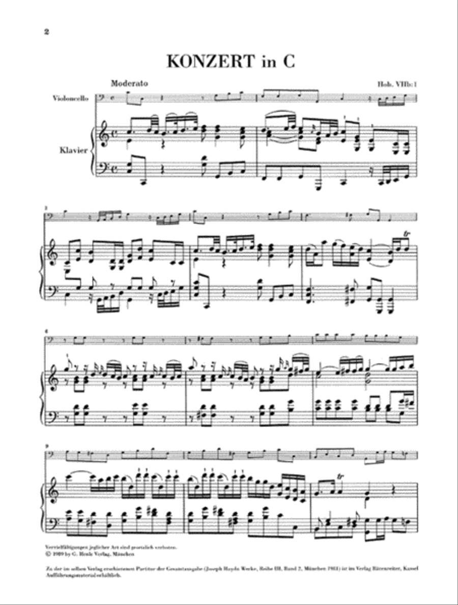 Concerto for Violoncello and Orchestra C major Hob. VIIb: 1