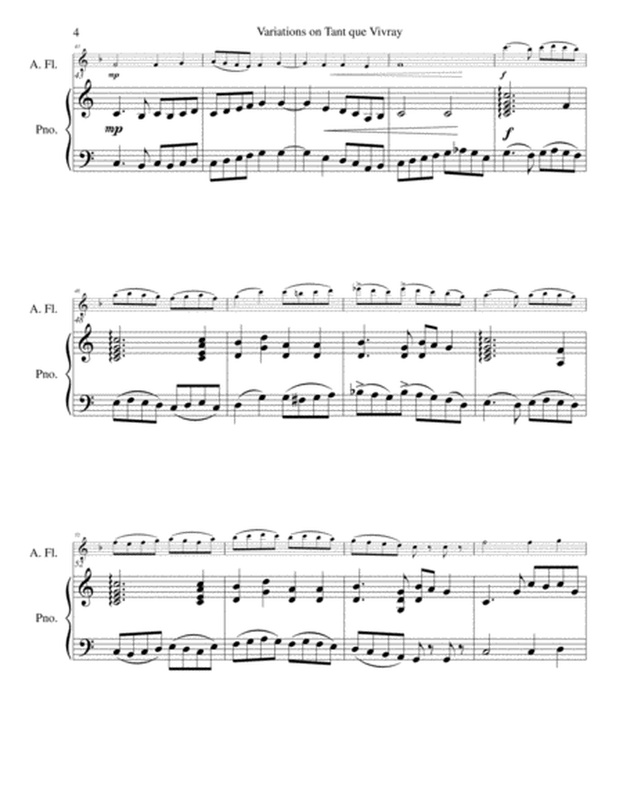 Variations on Tant que vivray for alto flute and piano image number null