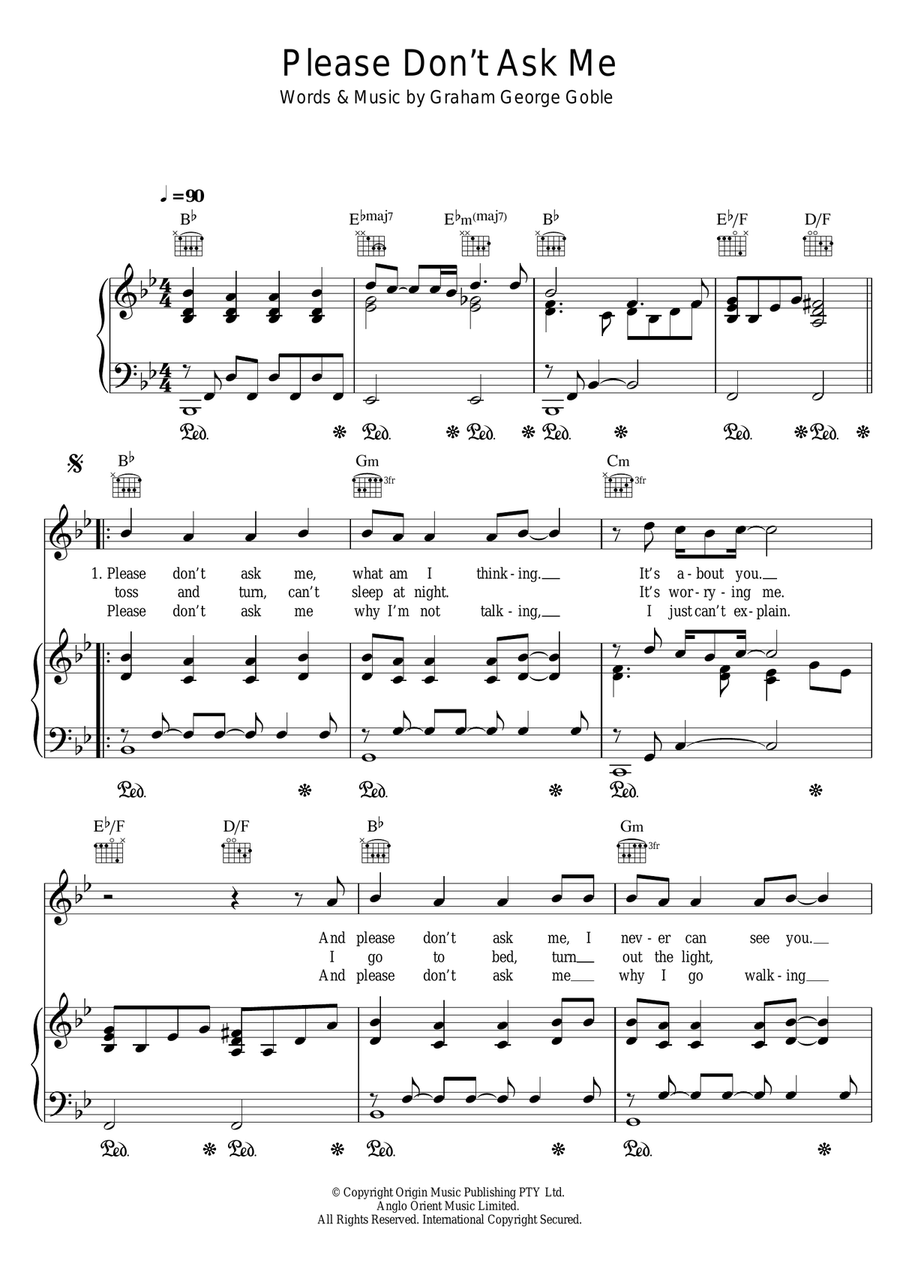 Please Don't Ask Me Piano, Vocal scores gallery preview page 1