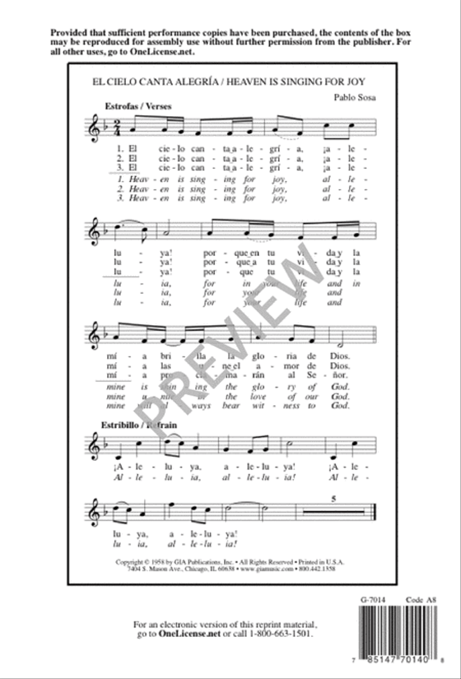 El cielo canta alegría / Heaven Is Singing for Joy 4-Part scores gallery preview page 8