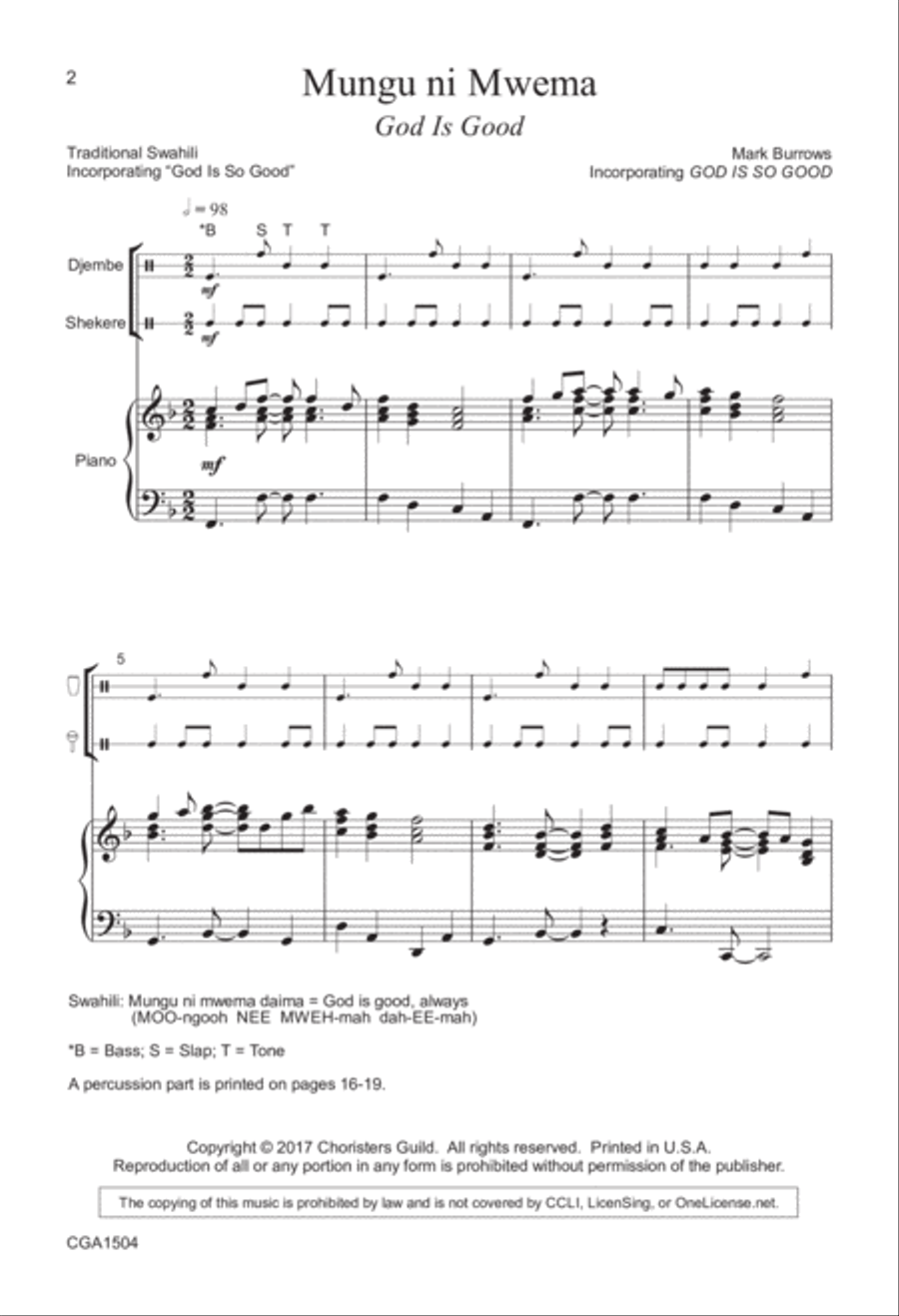 Mungu ni Mwema with God Is So Good 2-Part scores gallery preview page 2