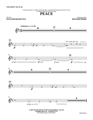 Book cover for Peace: 3rd B-flat Trumpet