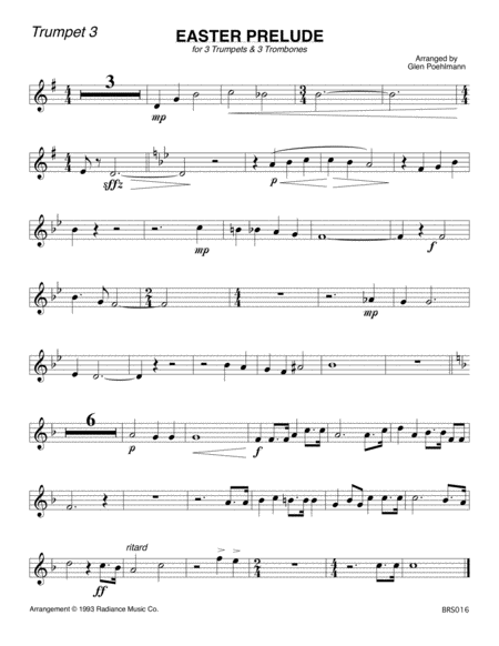 EASTER PRELUDE - Medley for 3 TRUMPETS & 3 TROMBONES (unaccompanied) image number null