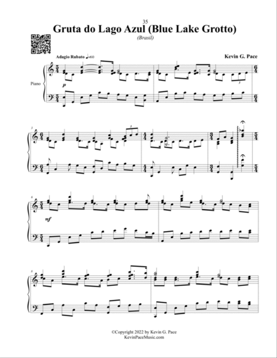 Gruta do Lago Azul (Blue Lake Grotto) - piano solo Piano Solo scores gallery preview page 2