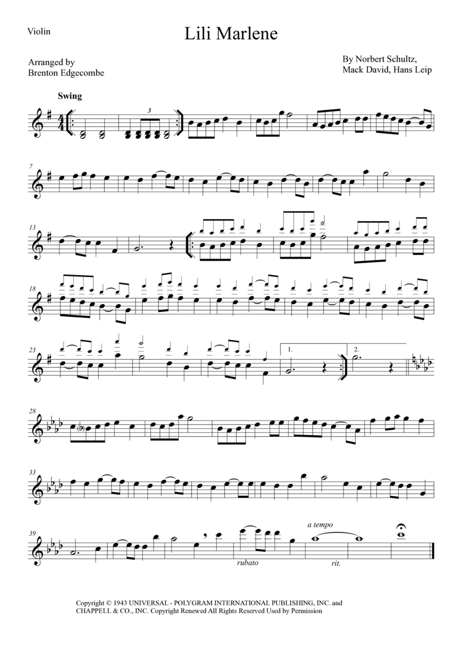 Lili Marlene String Duet scores gallery preview page 1